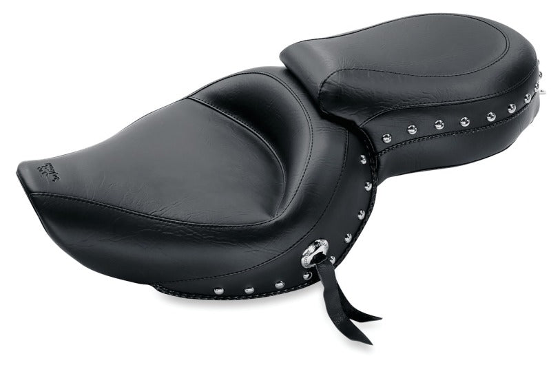 Mustang Motorcycle Mustang 2004-2021 Harley Sportster Wide Touring 1PC Seat w/Studs- Black - 76142