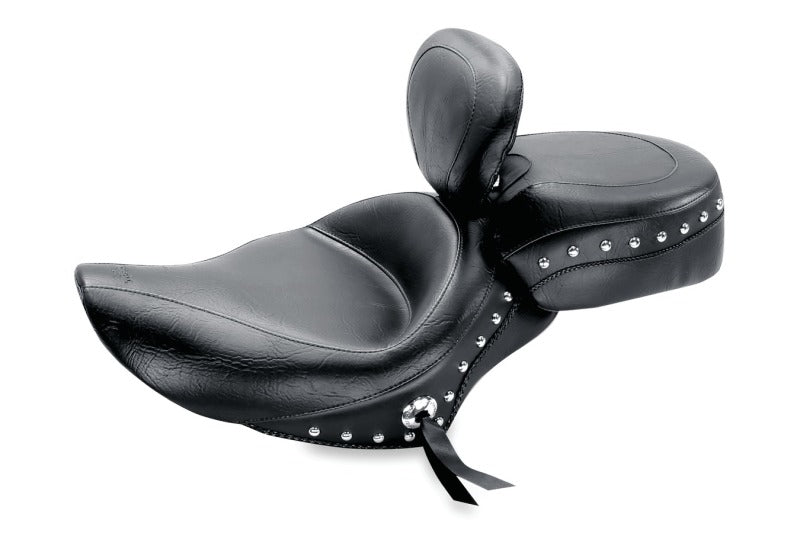 Mustang Motorcycle Mustang 2004-2021 Harley Sportster Wide Touring Recessed Passenger Seat w/Studs - Black - 79377