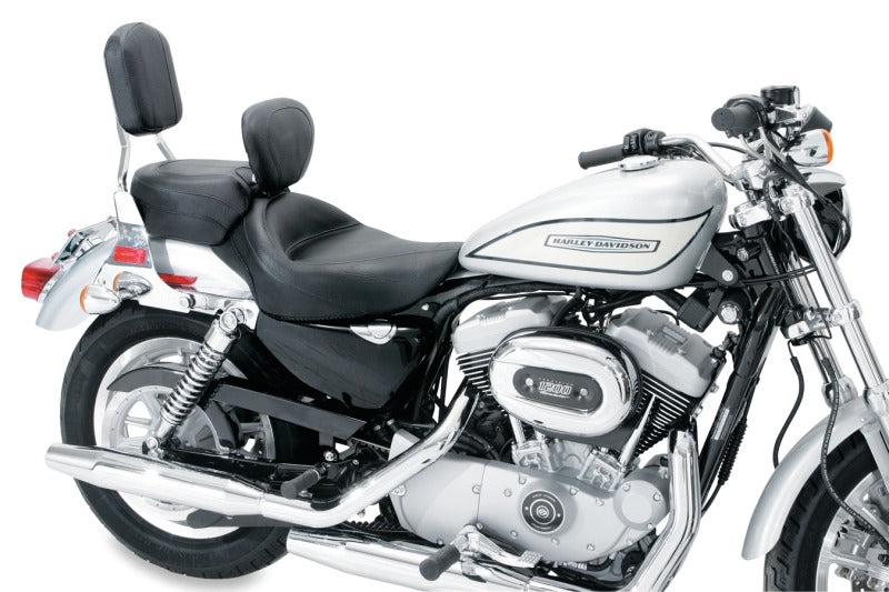 Mustang Motorcycle Mustang 2004-2021 Harley Sportster Wide Touring Solo Seat w/Driver Backrest - Black - 79427