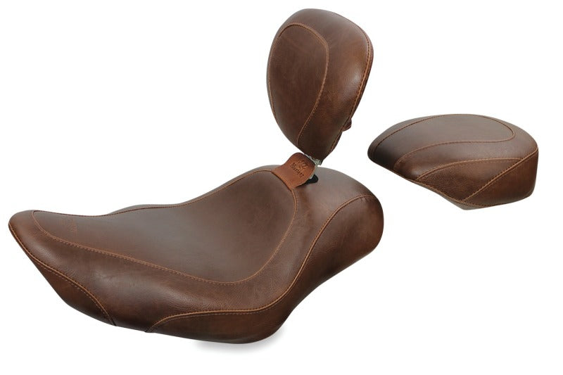Mustang Motorcycle Mustang 2004-2021 Harley Sportster Wide Tripper Passenger Seat - Distressed Brown - 76727