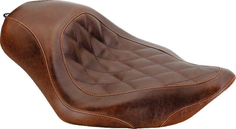Mustang Motorcycle Mustang 2004-2021 Harley Sportster Wide Tripper Solo Seat Diamond Stitch- Distressed Brown - 76730