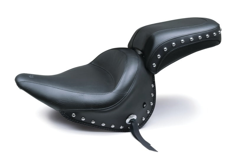 Mustang Motorcycle Mustang 2005-2017 Harley Deluxe (With Standard Rack) Wide Touring Solo Seat w/Studs - Black - 76231