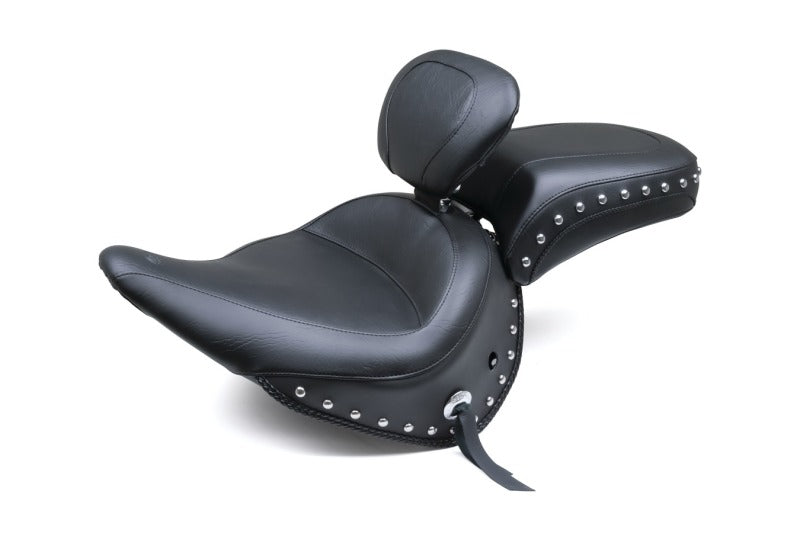 Mustang Motorcycle Mustang 2005-2017 Harley Deluxe(w/ Standard Rack) Wide Touring Solo Seat w/DBR Studs - Black - 79913