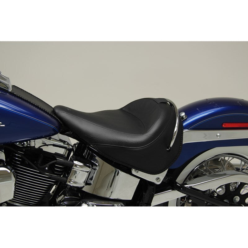 Mustang Motorcycle Mustang 2005-2017 Harley Deluxe(w/ Standard Rack) Wide Touring Solo Seat w/Driver Backrest - Black - 79914