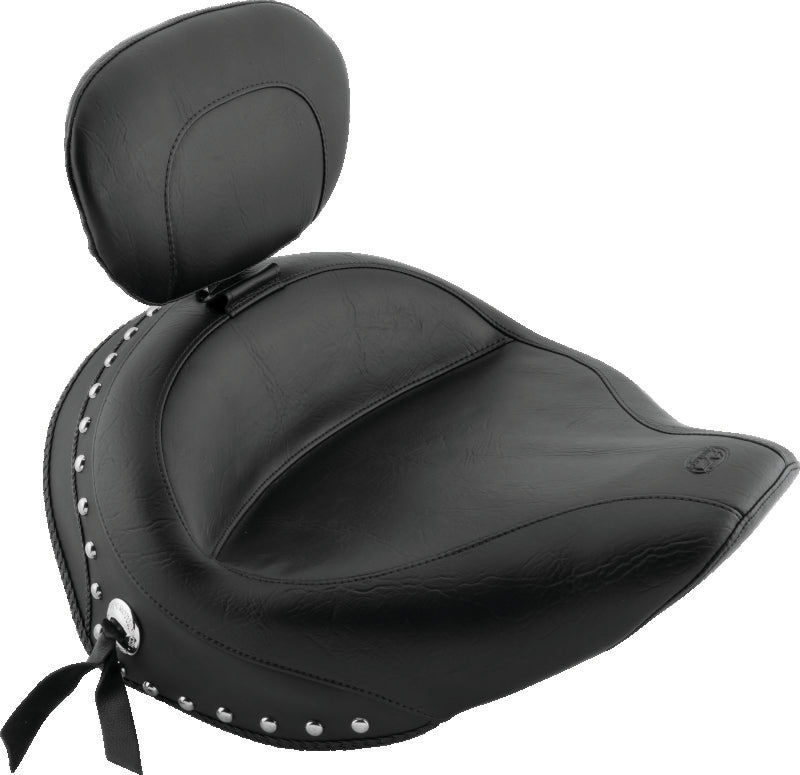 Mustang Motorcycle Mustang 2006-2015 Yamaha Roadliner, Stratoliner Wide Touring Solo Seat w/Driver Backrest Studs - Black - 79452