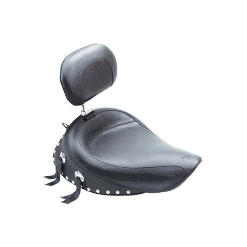 Mustang Motorcycle Mustang 2006-2017 Harley Dyna Wide Touring Solo Seat w/Driver Backrest w/Studs - Black - 79346