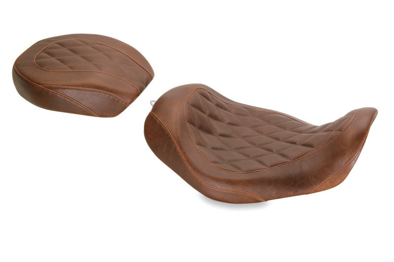 Mustang Motorcycle Mustang 2006-2017 Harley Dyna Wide Tripper Solo Seat Diamond Stitch - Distressed Brown - 76706