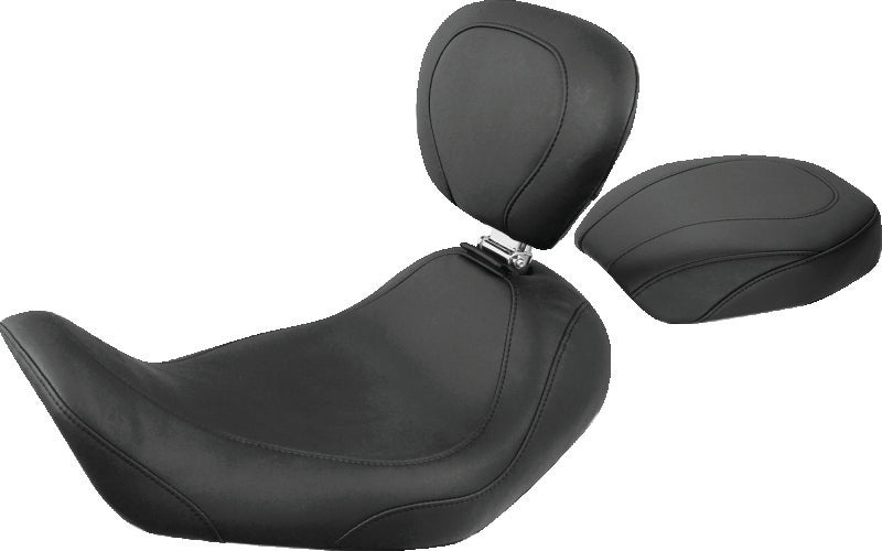 Mustang Motorcycle Mustang 2006-2017 Harley Dyna Wide Tripper Solo Seat w/Driver Backrest - Black - 79800