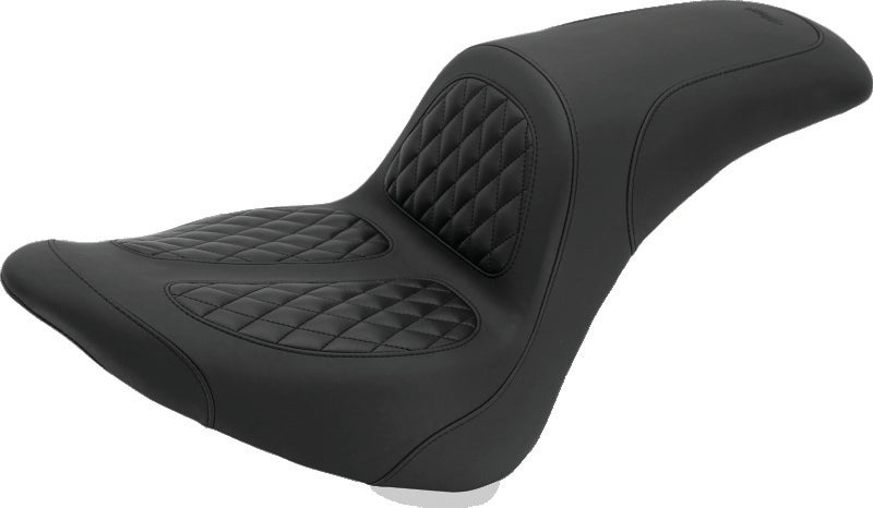 Mustang Motorcycle Mustang 2006-2017 Harley Softail Wide Tire (200mm) Fastback 1PC Seat w/Diamond Stitch - Black - 76982