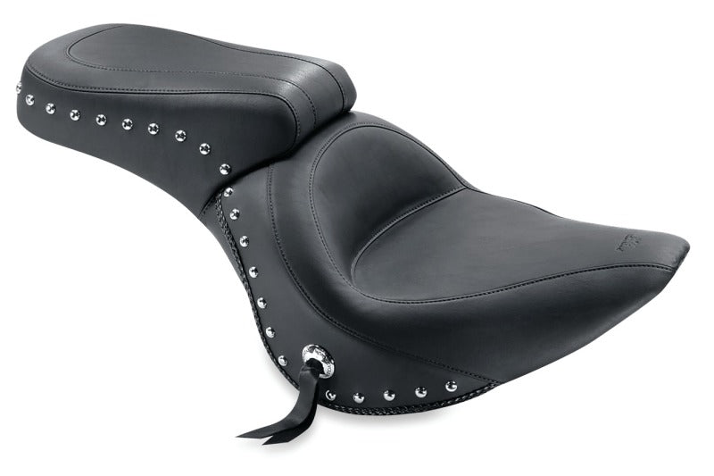 Mustang Motorcycle Mustang 2006-2017 Harley Softail Wide Tire (200mm) Standard Touring 1PC Seat w/Studs - Black - 76401