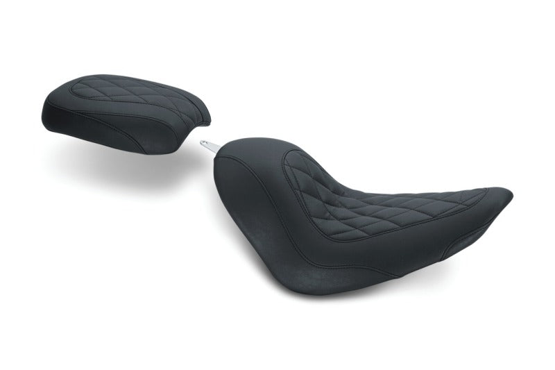 Mustang Motorcycle Mustang 2006-2017 Harley Softail Wide Tire (200mm) Tripper Passenger Seat Diamond Stitch - Black - 76785