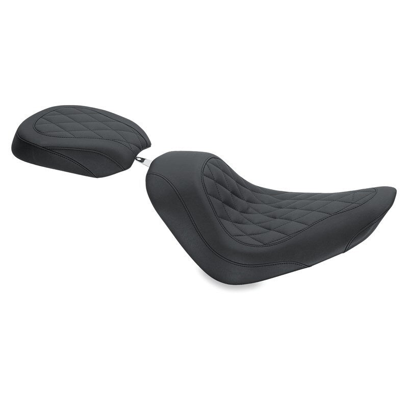Mustang Motorcycle Mustang 2006-2017 Harley Softail Wide Tire (200mm) Wide Tripper Passenger Seat Diamond Stitch - Black - 76743