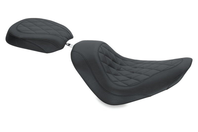 Mustang Motorcycle Mustang 2006-2017 Harley Softail Wide Tire (200mm) Wide Tripper Solo Seat Diamond Stitch- Black - 76742