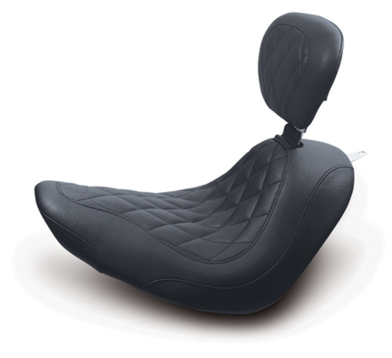 Mustang Motorcycle Mustang 2006-2017 Harley Softail Wide Tire(200mm)Wide Tripper Solo Seat w/DBR Diamond Stitch - Black - 79738
