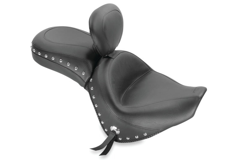 Mustang Motorcycle Mustang 2006-2021 Kawasaki Vulcan 900 Classic, Custom Touring 1PC Seat w/Driver Backrest Studs - Black - 79416