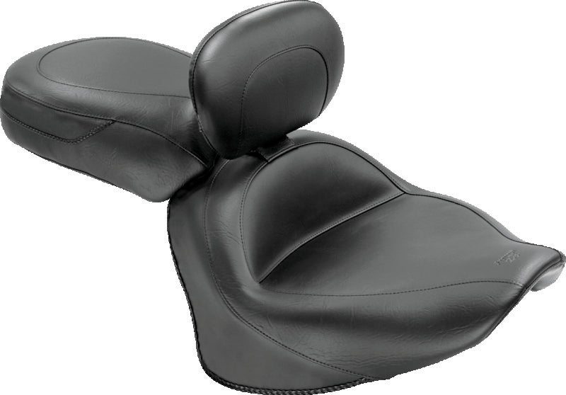Mustang Motorcycle Mustang 2007-2017 Yamaha V-Star 1300, 1300 Tourer Wide Touring 2PC Seat w/Driver Backrest - Black - 79477
