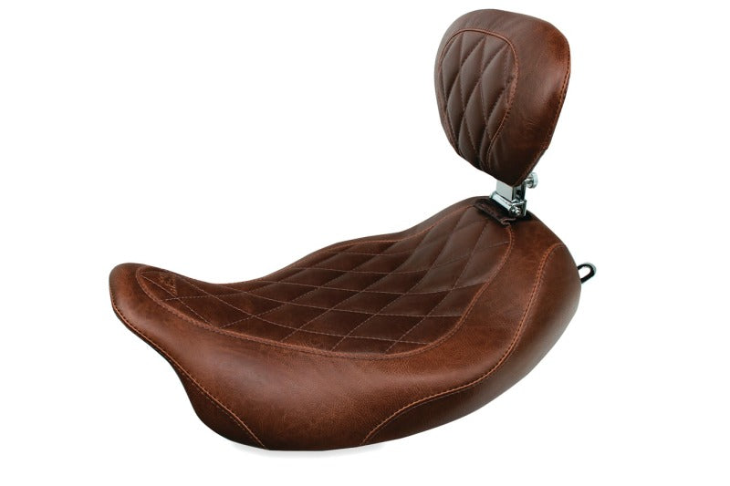 Mustang Motorcycle Mustang 2008-17 Harley Rd King,2006-2007 Str Glide,2000-2005 Eagle Wide Tripper Solo Seat - Brown - 79811