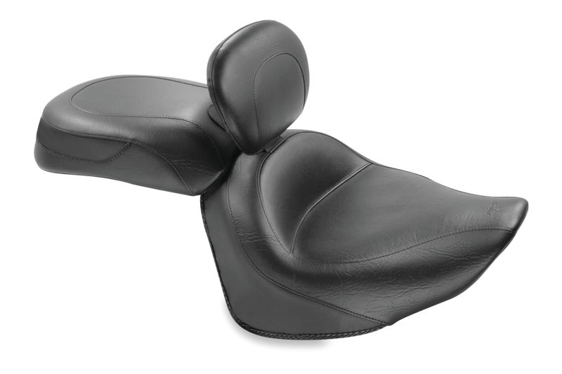 Mustang Motorcycle Mustang 2008-2017 Yamaha Raider Wide Touring 2PC Seat w/Diver Backrest - Black - 79551