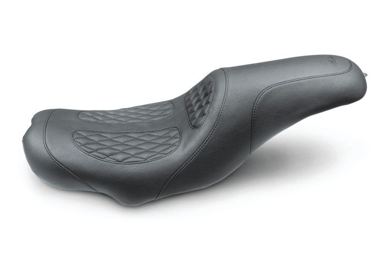 Mustang Motorcycle Mustang 2008-2020 Harley Electra Glide,Rd Glide,Rd King Tripper Fastback 1PC Seat w/Diam Stitch- Black - 75224