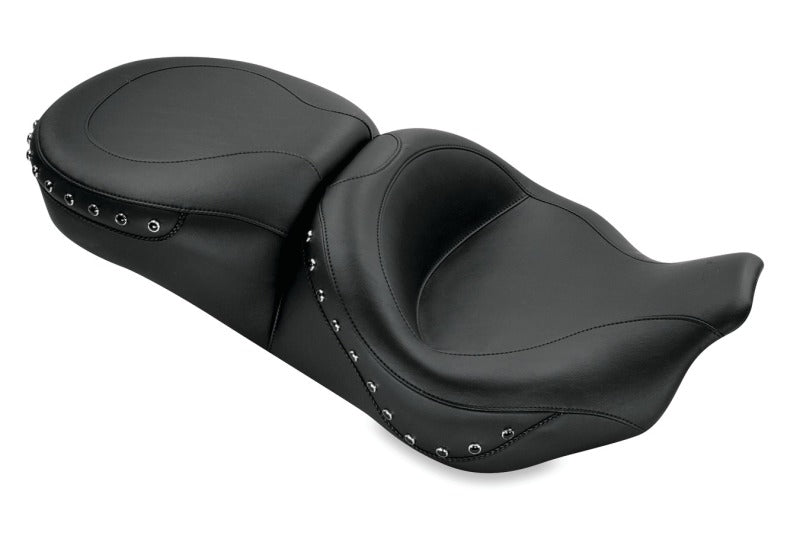 Mustang Motorcycle Mustang 2008-2021 Electra Glide,Rd Glide,Rd King,Str Glide Touring 1PC Seat w/ Blk Pearl Studs - Black - 76039