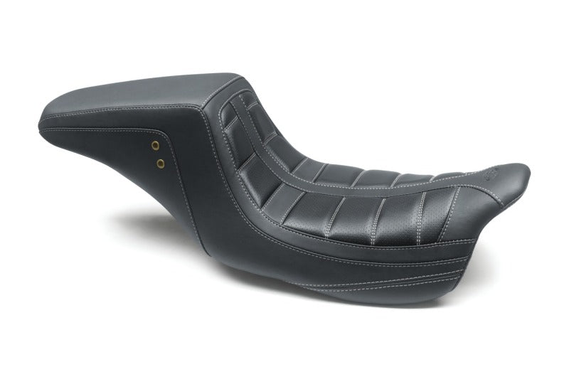 Mustang Motorcycle Mustang 2008-2021 HD Electra Glide,Rd Glide,Rd King,St Glide Squareback 1PC Seat - Black w/Gry Stitching - 75239GM