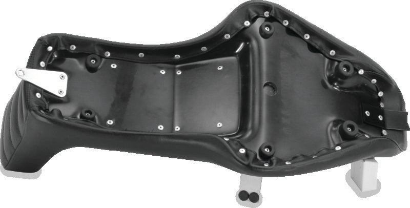 Mustang Motorcycle Mustang 2008-2021 HD Electra Glide,Rd Glide,Rd King,Str Glide Driver Backrest - Black w/ Grey Stitching - 79012GM