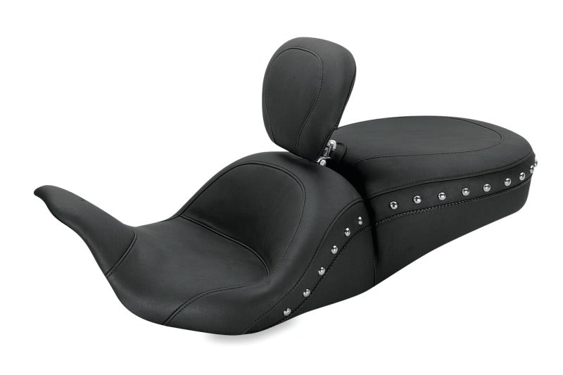 Mustang Motorcycle Mustang 2008-2021 Harley Electra Glide, Rd Glide, Rd King, Glide Lowdown 1PC Seat w/DBR Studs - Black - 79704