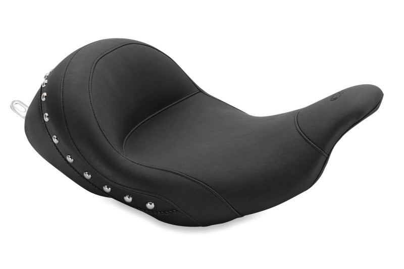 Mustang Motorcycle Mustang 2008-2021 Harley Electra Glide,Rd Glide,Rd King, Str Glide Lowdown Solo Seat w/Studs - Black - 76079