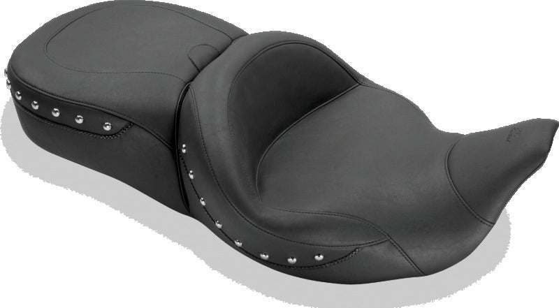 Mustang Motorcycle Mustang 2008-2021 Harley Electra Glide,Rd Glide,Rd King,Str Glide Super Touring 1PC Seat w/Studs - Black - 79546
