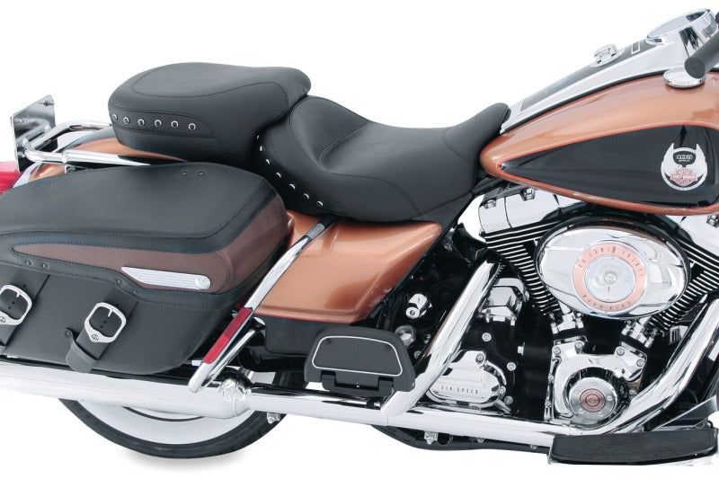 Mustang Motorcycle Mustang 2008-2021 Harley Electra Glide, Rd Glide, Rd King, Str Glide Tour Pass Seat w/Studs - Black - 75469