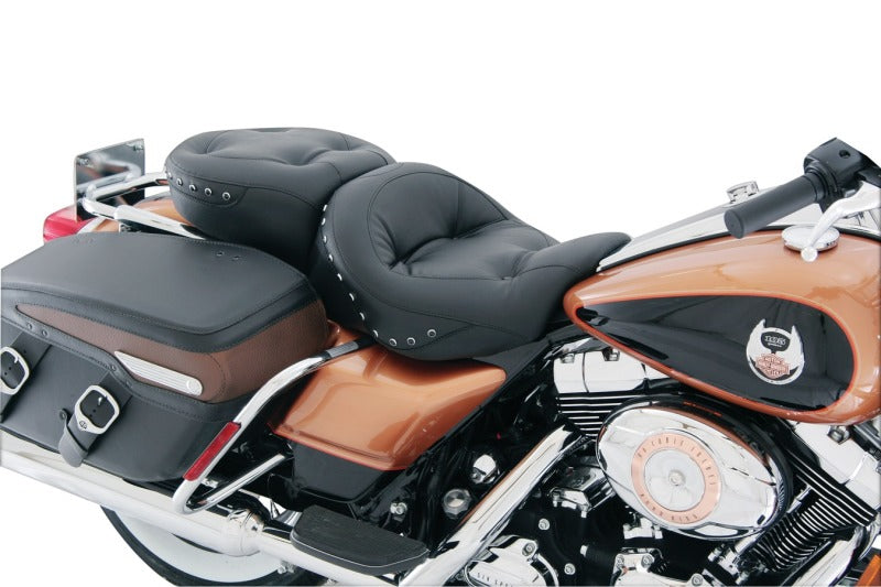 Mustang Motorcycle Mustang 2008-2021 Harley Electra Glide,Rd Glide,Rd King,Street Glide 1PC Seat w/Blk Pearl Studs - Black - 76038