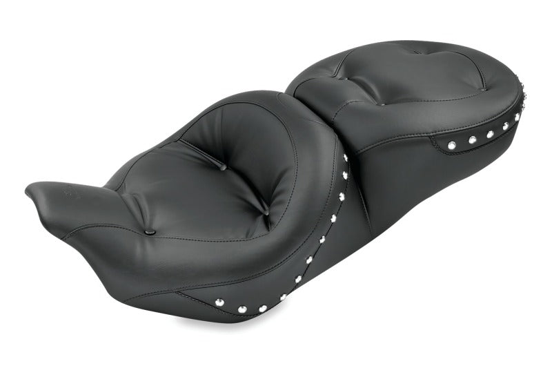 Mustang Motorcycle Mustang 2008-2021 Harley Electra Glide,Rd Glide,Rd King,Street Glide Std Tour 1PC Seat w/Studs - Black - 76037