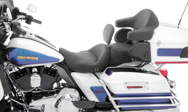 Mustang Motorcycle Mustang 2008-2021 Harley Electra Glide,Rd King,Str Glide Touring Heated 1PC Seat w/Driver Backrest-Black - 79643
