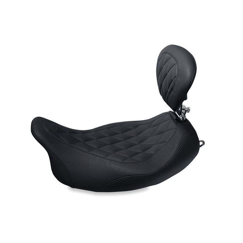 Mustang Motorcycle Mustang 2008-2021 Harley Rd King, 2006-2007 Str Glide 1906-07,2000-2005 Eagle Touring Solo Seat Diamond - Black - 79725