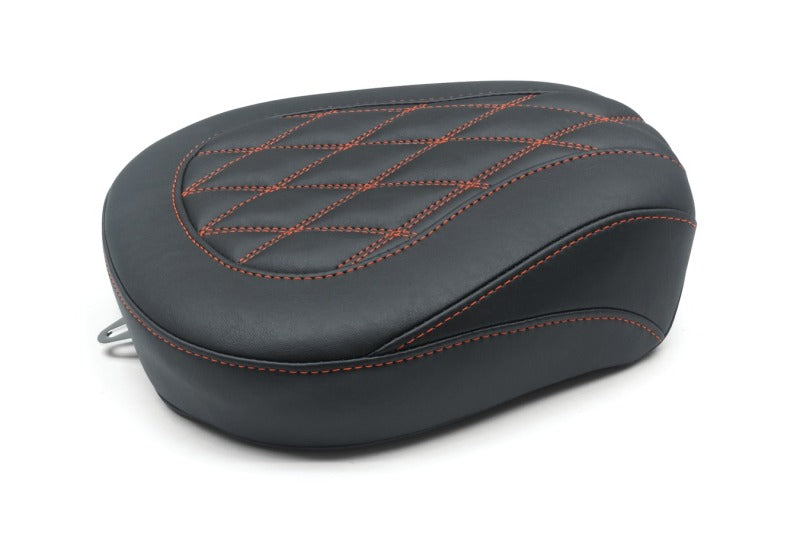 Mustang Motorcycle Mustang 2008-2021 Harley Wide Tripper FL Touring Passenger Seat w/Red Diamond Stitch - Black - 76648AB