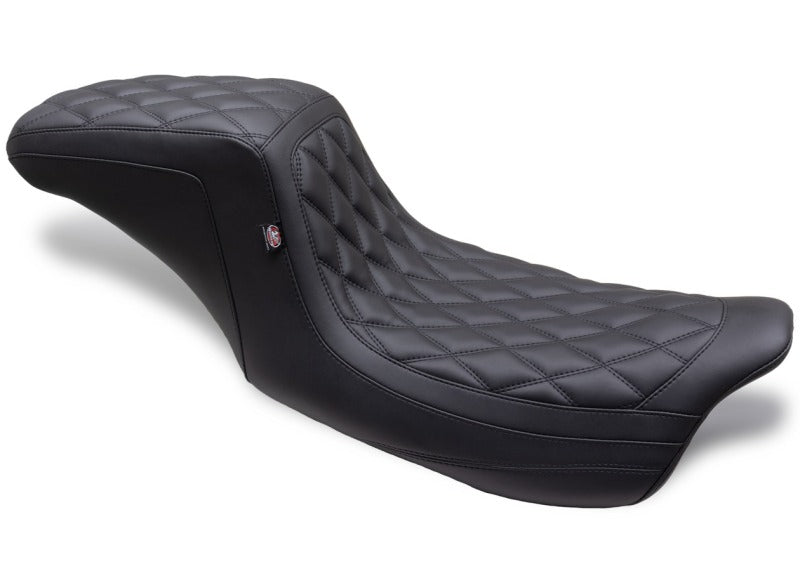 Mustang Motorcycle Mustang 2008-2024 HD FL Touring Double Diamond Squareback 1PC Seat - Black - 75299