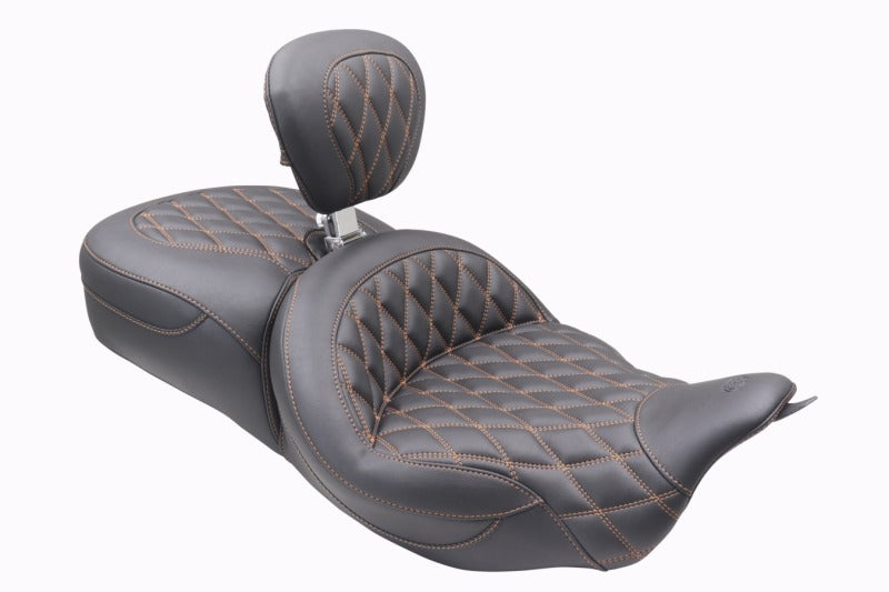Mustang Motorcycle Mustang 2008-2025 Harley FL Touring Rd King Sp, Rd Glide Ltd, Dble Diamond ST Backrest - Black/MO - 89556MO