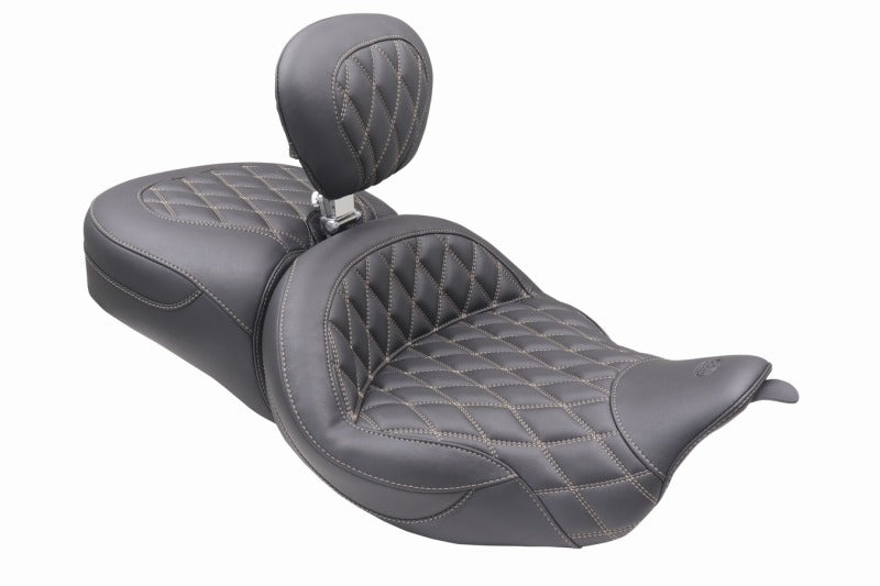 Mustang Motorcycle Mustang 2008-2025 Harley FL Touring Rd King Sp, Rd Glide Ltd, Dble Diamond ST Backrest - Black/T - 89556T
