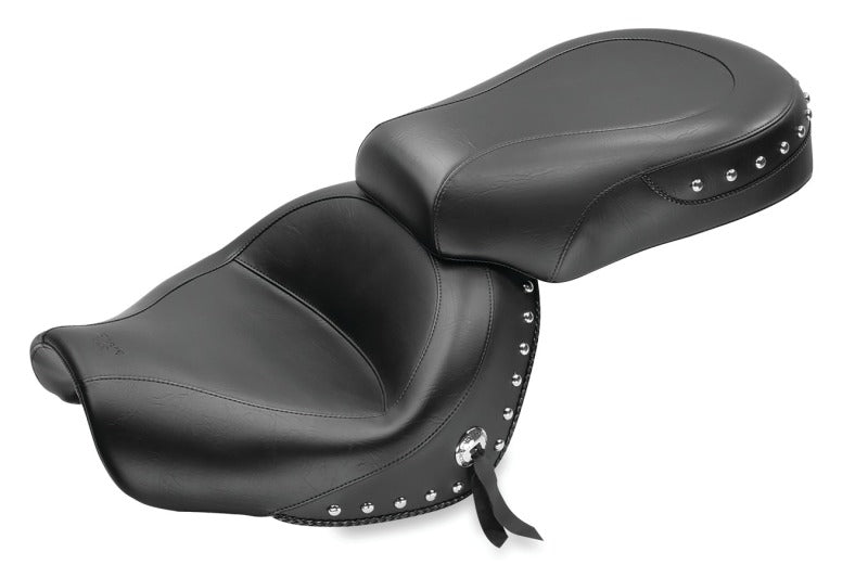 Mustang Motorcycle Mustang 2009-2017 Yamaha V-Star 950, 950 Tourer Standard Touring 2PC Seat w/Studs - Black - 76070