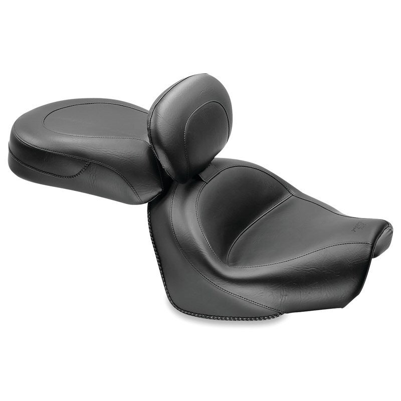Mustang Motorcycle Mustang 2009-2017 Yamaha V-Star 950, 950 Tourer Std Touring 2PC Seat w/Driver Backrest - Black - 79571
