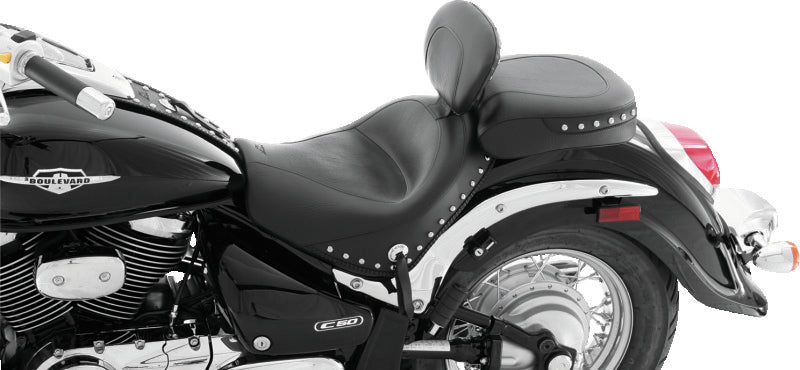 Mustang Motorcycle Mustang 2009-2021 Suzuki Boulevard C50/C50T Standard Touring 2PC Seat w/Driver Backrest w/Studs - Black - 79620