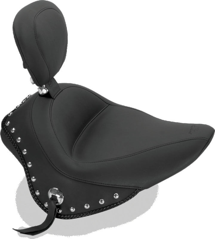 Mustang Motorcycle Mustang 2011-2013 Harley Blackline,2012-2017 Slim/Slim S Wide Touring Solo Seat w/DBR Studs - Black - 79740