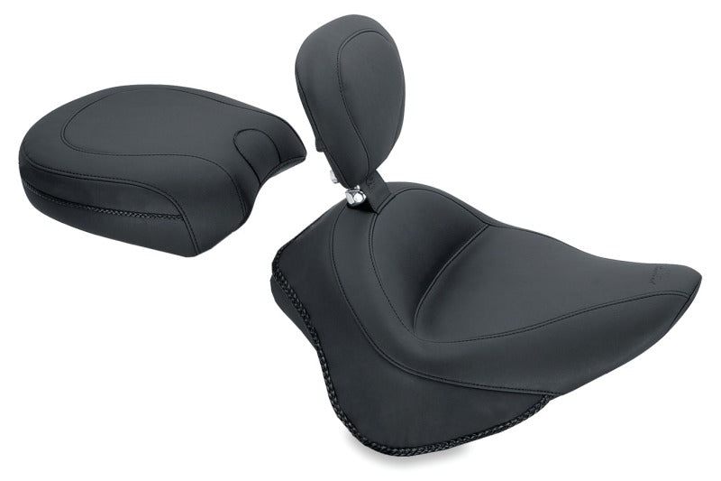 Mustang Motorcycle Mustang 2011-2013 Harley Blackline,2012-2017 Slim/Slim S Wide Touring Solo Seat w/Driver Backrest - Black - 79742