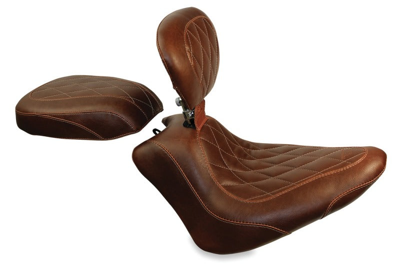 Mustang Motorcycle Mustang 2011-2013 Harley Blackline,2012-2017 Slim/Slim S Wide Tripper Solo Seat - Distressed Brown - 79747