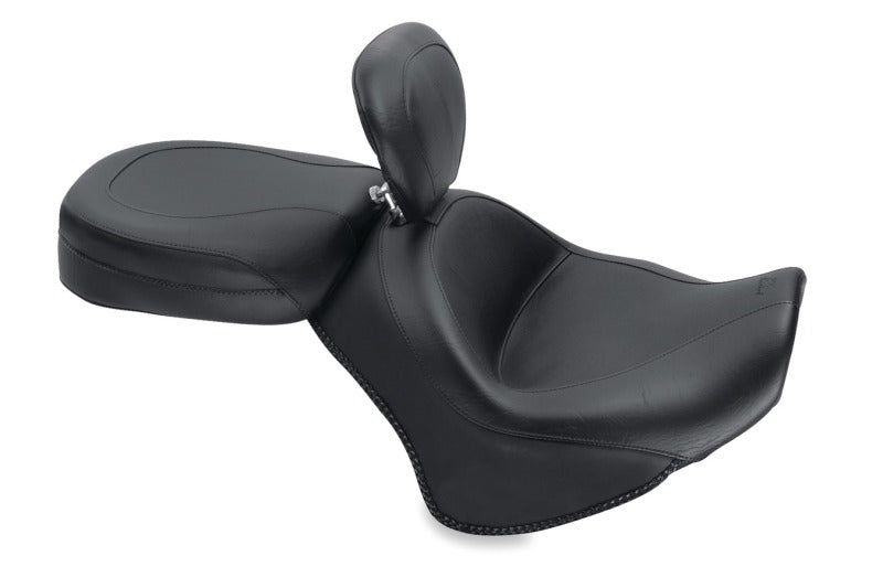 Mustang Motorcycle Mustang 2011-2017 Yamaha Stryker Standard Touring 2PC Seat w/Driver Backrest - Black - 79661