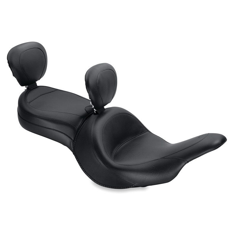 Mustang Motorcycle Mustang 2011-2019 Kawasaki Vulcan 1700, Vaquero Std Touring 1PC Seat w/Driver and Pass Backrest - Black - 79688