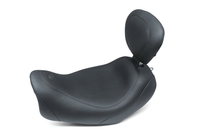 Mustang Motorcycle Mustang 2014-2017 Harley Fat Bob Wide Tripper Solo Seat w/Driver Backrest - Black - 79798