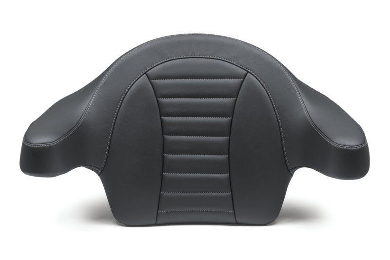 Mustang Motorcycle Mustang 2014-2021 HD FL Touring Extended Arm Wrap-Around Backrest Deluxe - Black w/Grey Stitching - 79014GM