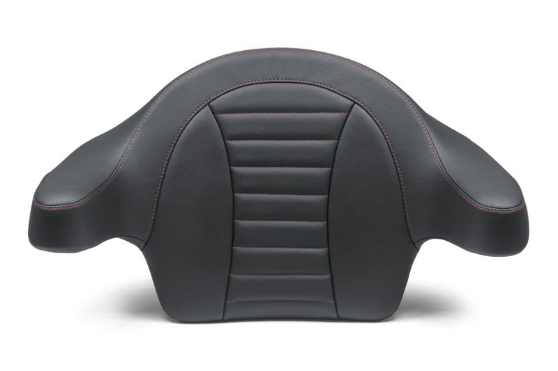 Mustang Motorcycle Mustang 2014-2021 HD FL Touring Extended Arm Wrap-Around Backrest Deluxe - Black w/Red Stitching - 79014AB