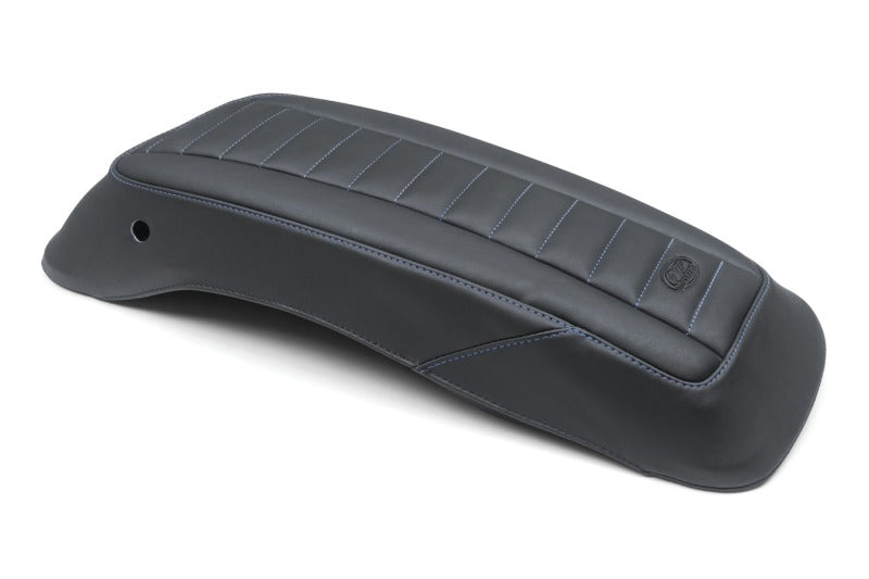 Mustang Motorcycle Mustang 2014-2023 HD FL Touring Saddlebag Lid Covers (Pair) Deluxe - Black w/ Blue Stitching - 77640SB
